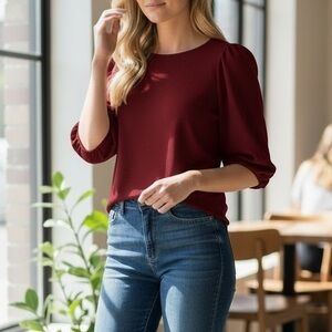 Brick Red Women's Classic Blouse Top